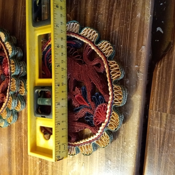 Vintage boho woven raffia straw trivet hot pad horse design - Picture 3 of 3